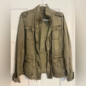 Vintage Max Jeans washed lightweight army green military style jacket